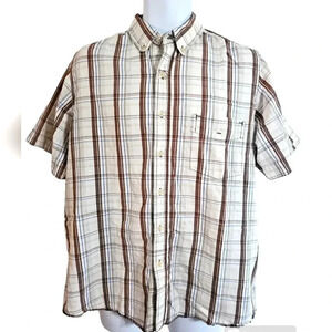 Red Camel Large Vintage 90s Y2K Buckle Red White Western Cowboy SS  Button Shirt
